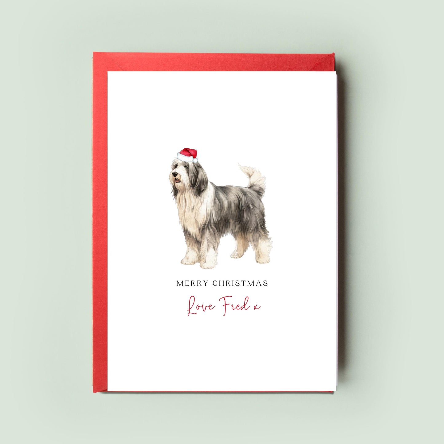 Bearded Collie Personalised Christmas Card, Perfect Pet Card From the Dog, Unforgettable Christmas Card for Dog Dad, Dog Mum