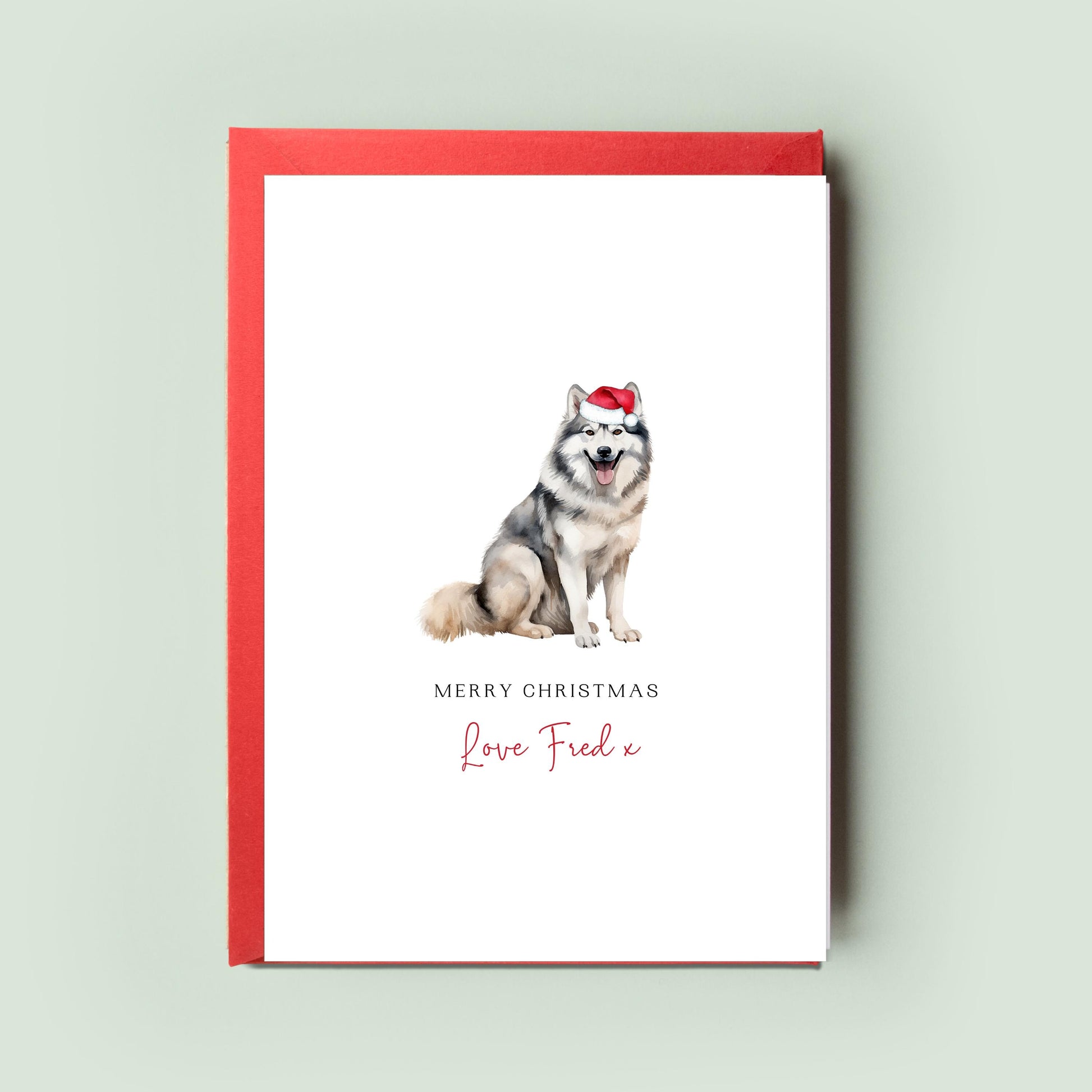 Malamute Personalised Dog Christmas Card, For the Dog, From the Dog, Pet Christmas Card, Dog Card, Dog Dad, Dog Mum, Merry Woofmas Card