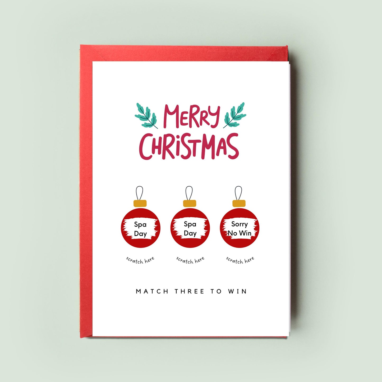 Match Baubles Scratch Reveal Christmas Card Personalised Scratch Card Gift, Surprise Xmas Card, Christmas Scratch Card, Christmas Gift Card