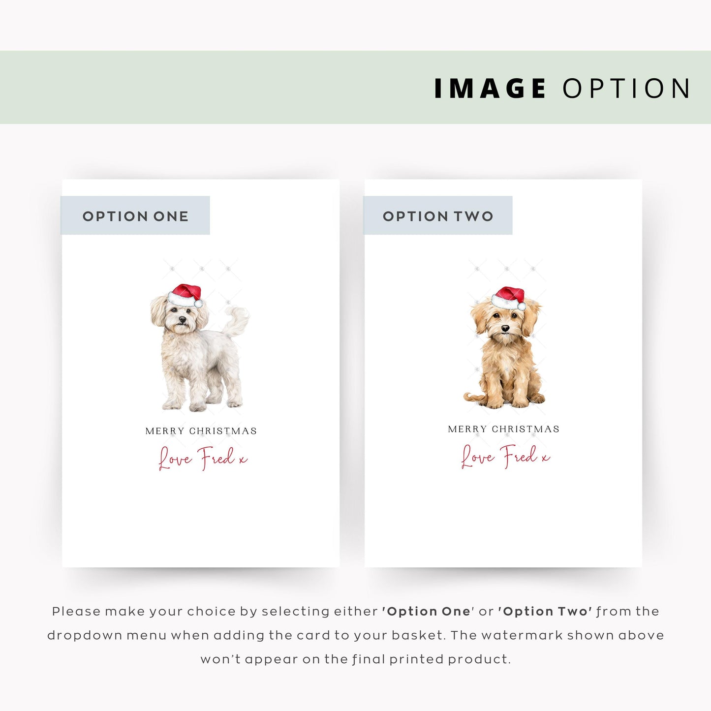 Maltipoo Dog Personalised Dog Christmas Card, For the Dog, From the Dog, Pet Christmas Card, Dog Card, Dog Dad, Dog Mum, Merry Woofmas