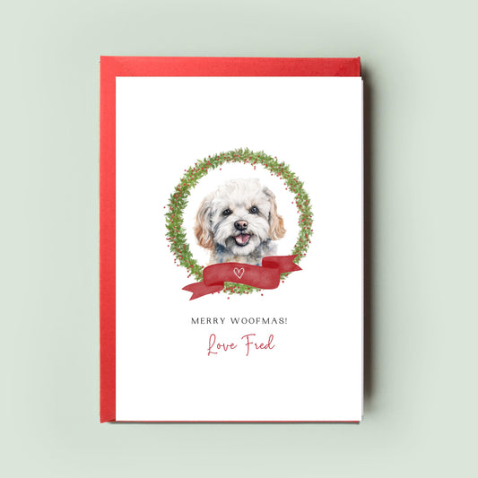 Maltipoo Dog Personalised Dog Christmas Card, For the Dog, From the Dog, Pet Christmas Card, Dog Card, Dog Dad, Dog Mum, Merry Woofmas