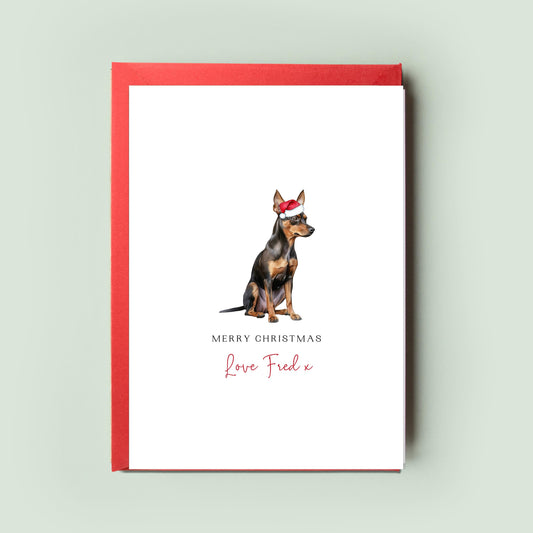 Miniature Pinscher Personalised Dog Christmas Card, For the Dog, From the Dog, Pet Christmas Card, Dog Card, Dog Dad, Dog Mum, Merry Woofmas