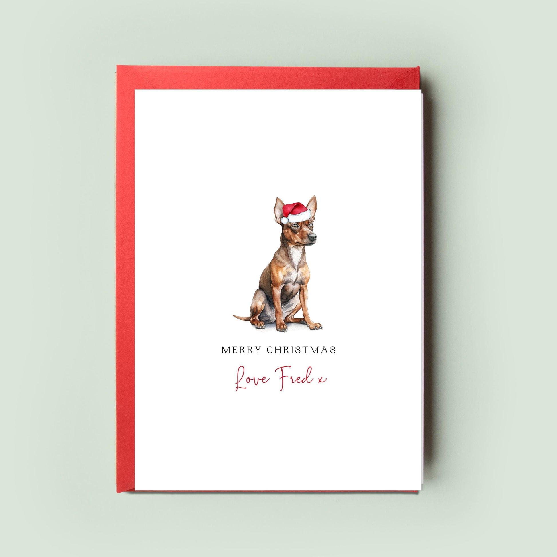 Miniature Pinscher Personalised Dog Christmas Card, For the Dog, From the Dog, Pet Christmas Card, Dog Card, Dog Dad, Dog Mum, Merry Woofmas