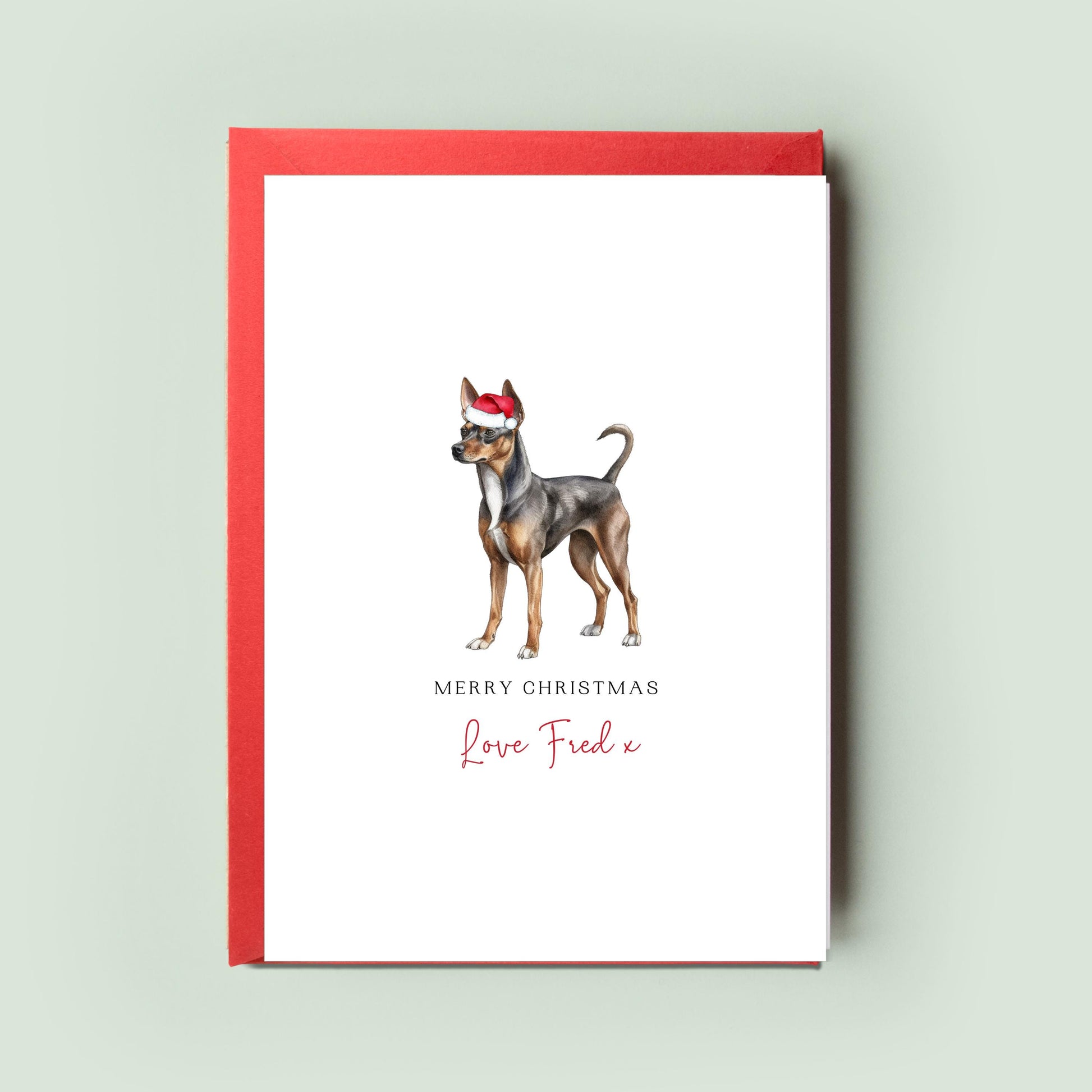 Miniature Pinscher Personalised Dog Christmas Card, For the Dog, From the Dog, Pet Christmas Card, Dog Card, Dog Dad, Dog Mum, Merry Woofmas