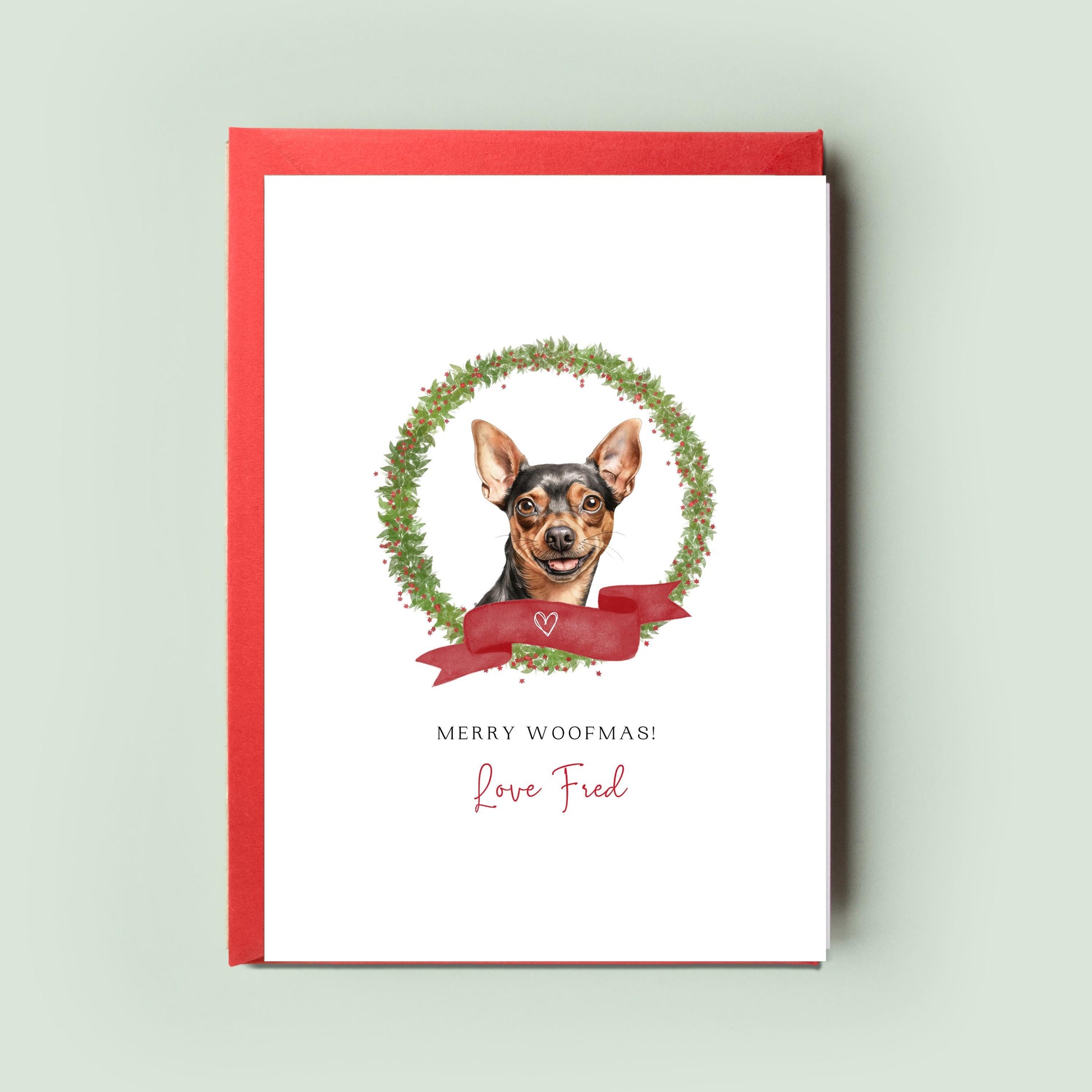 Miniature Pinscher Personalised Dog Christmas Card