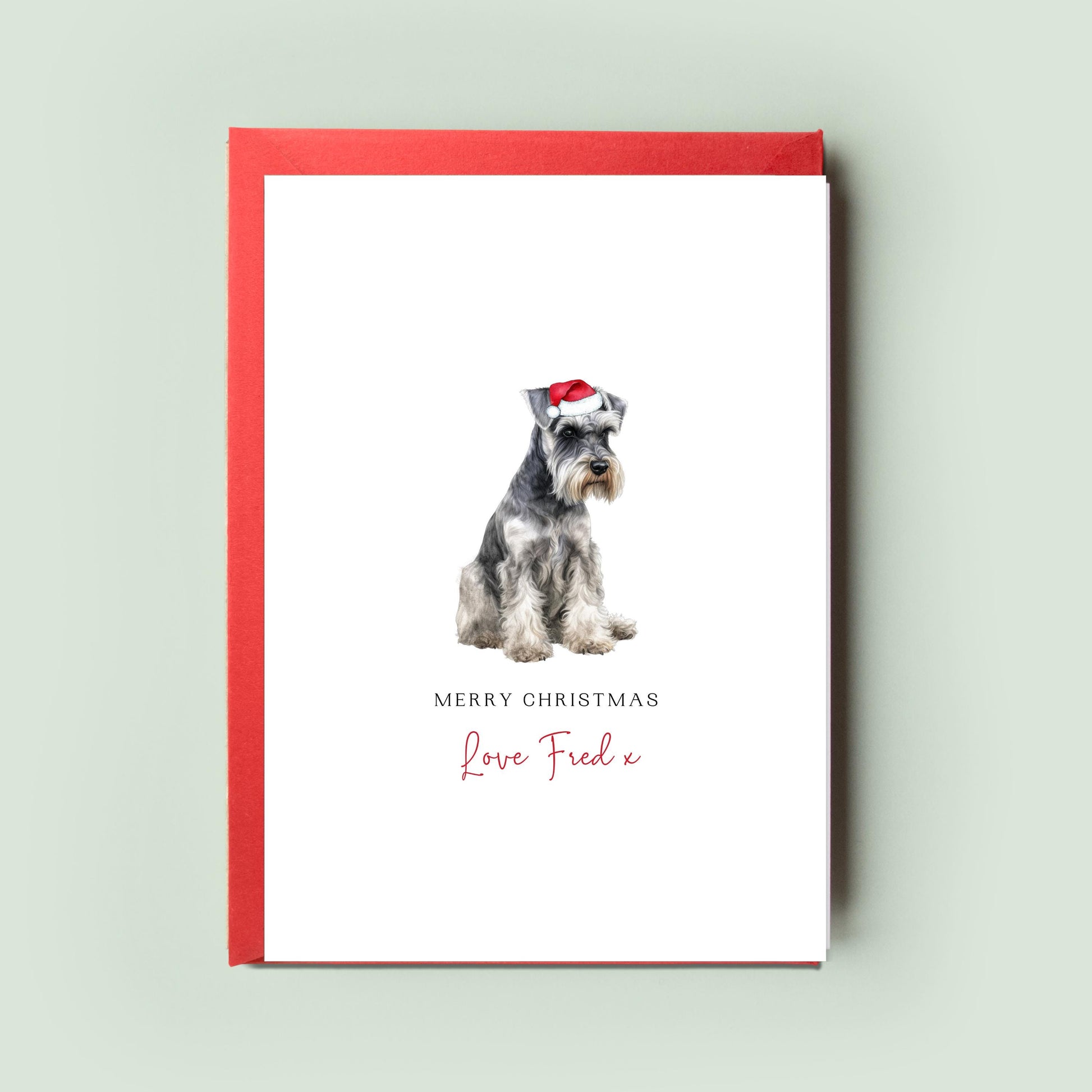 Miniature Schnauzer Personalised Dog Christmas Card, For the Dog, From the Dog, Pet Christmas Card, Dog Card, Dog Dad Card, Dog Mum Card