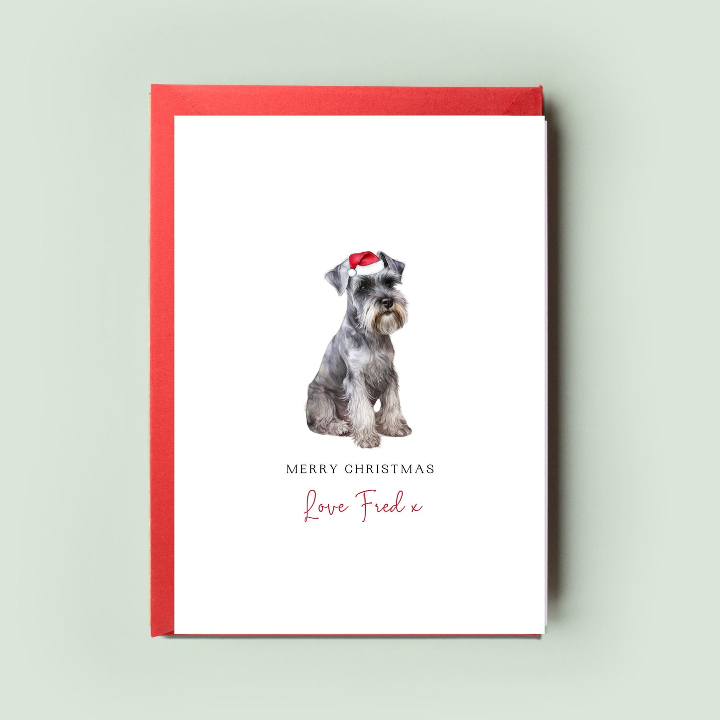 Miniature Schnauzer Personalised Dog Christmas Card, For the Dog, From the Dog, Pet Christmas Card, Dog Card, Dog Dad Card, Dog Mum Card