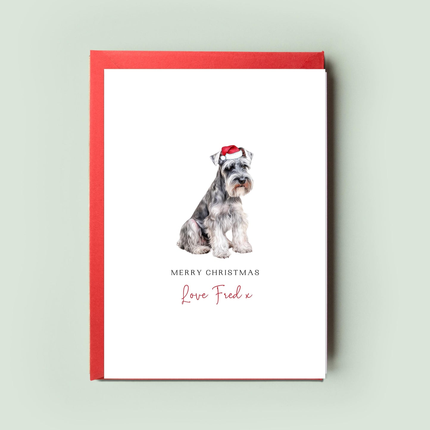 Miniature Schnauzer Personalised Dog Christmas Card, For the Dog, From the Dog, Pet Christmas Card, Dog Card, Dog Dad Card, Dog Mum Card