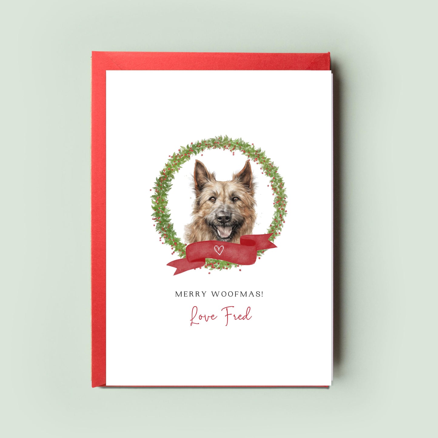 Berger Picard Personalised Dog Christmas Card, For the Dog, From the Dog, Pet Christmas Card, Dog Card, Dog Dad, Dog Mum, Merry Woofmas