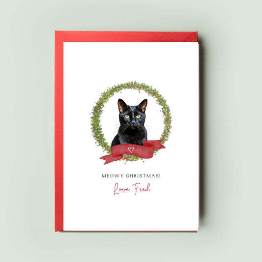 Bombay Black Cat Christmas Card - Perfect 'From the Cat' to Cat Mum & Dad - Special Pet Card for Christmas - Unique Greetings from the Cat