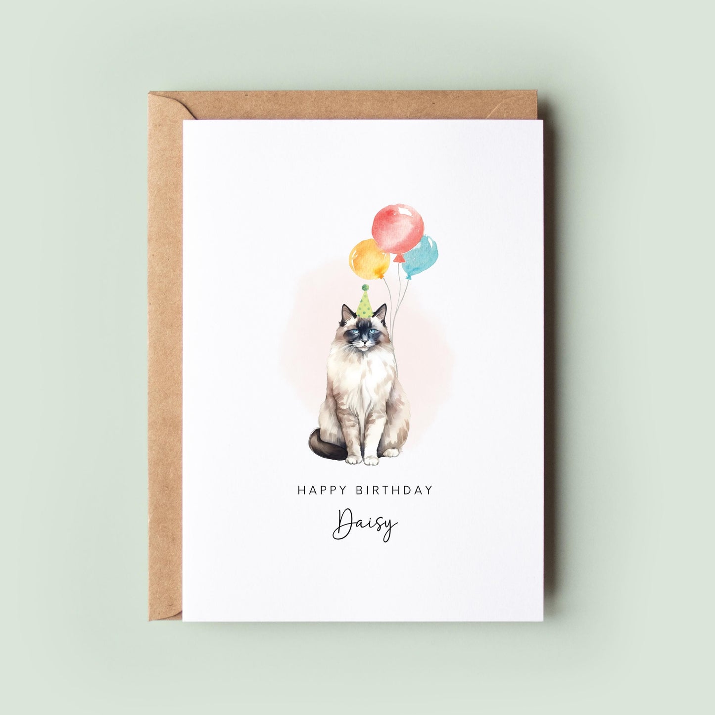 Balinese Cat Birthday Card from the Cat, Birthday Card for Cat Dad, Birthday Card for Cat Mum, Pet Card, Card From the Cat