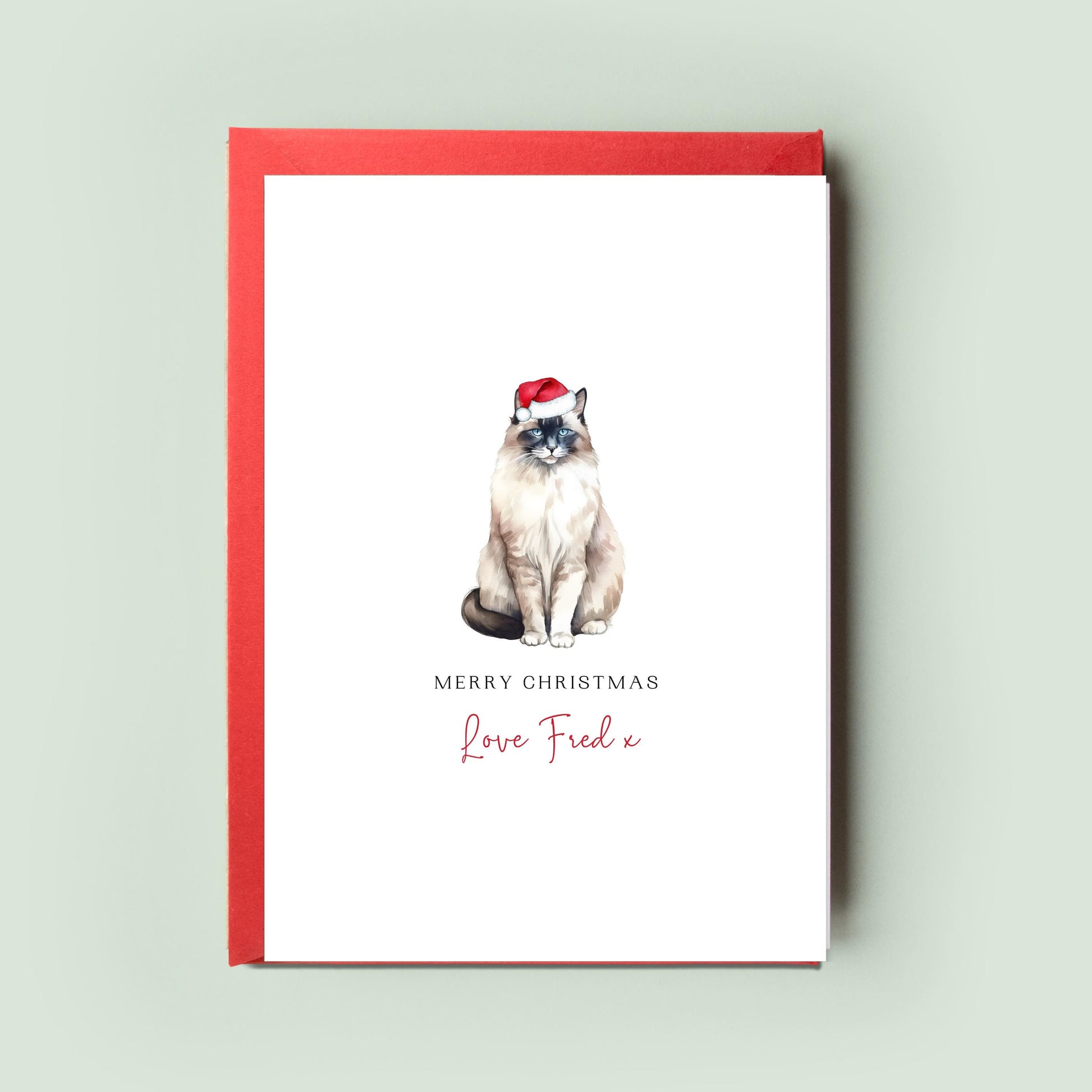 Balinese Cat Christmas Card from the Cat - Personalised Greeting Card for Cat Dad, Cat Mum - Perfect Pet Card for the Holidays, From the Cat