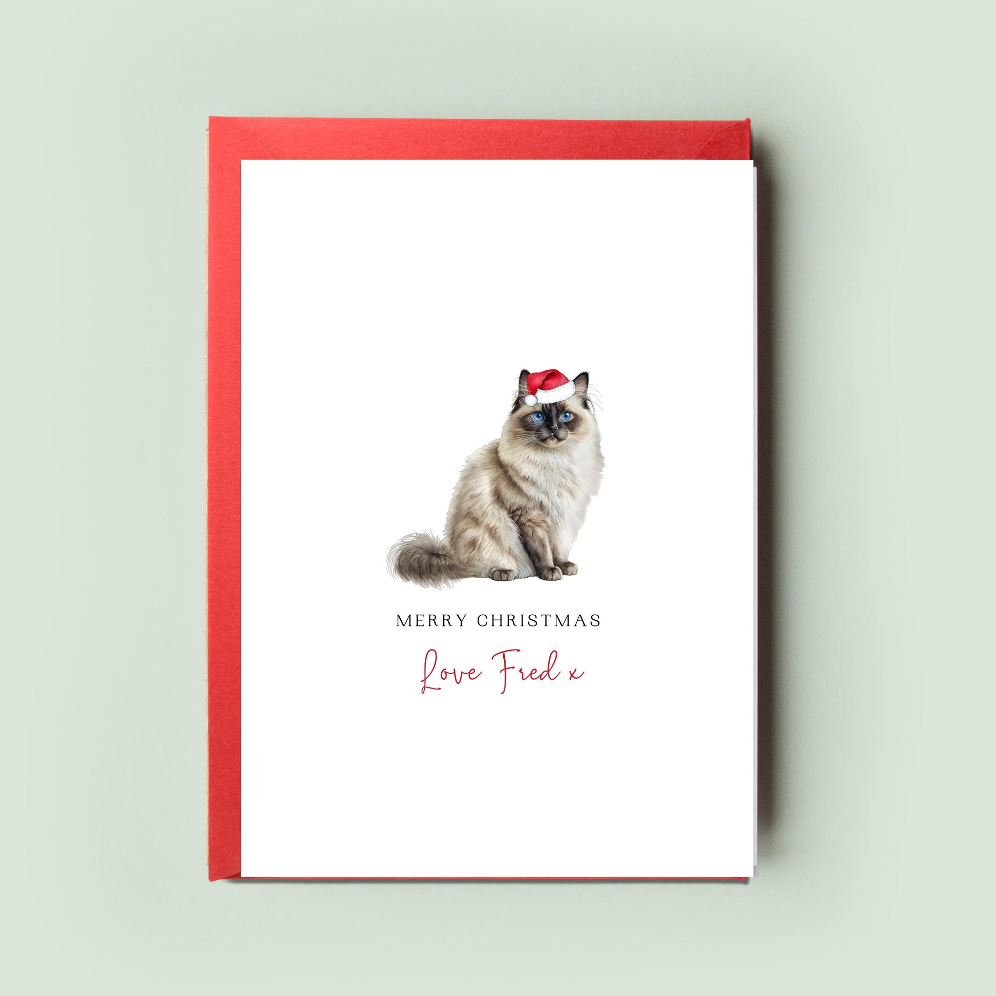 Birman Cat Christmas Card from the Cat - Personalised Greeting Card for Cat Dad, Cat Mum - Perfect Pet Card for the Holidays, From the Cat