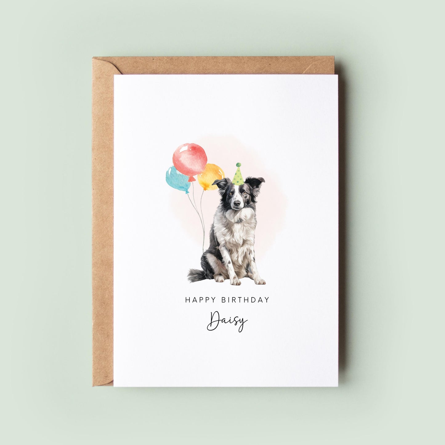 Border Collie Dog Birthday Card from the Pet Dog for Dog Dad or Dog Mum