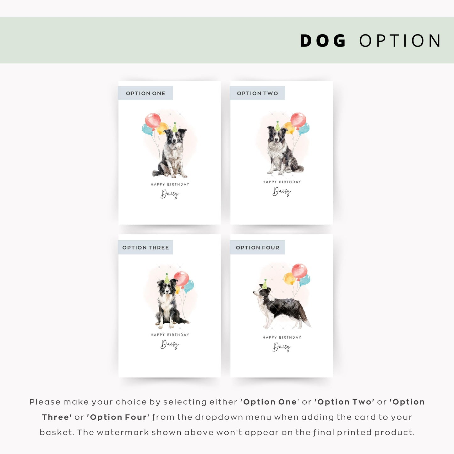 Border Collie Dog Birthday Card from the Pet Dog for Dog Dad or Dog Mum