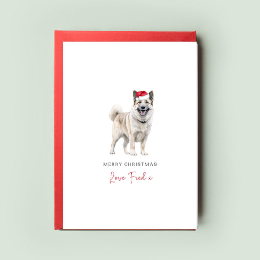 Norwegian Elkhound Personalised Dog Christmas Card, For the Dog, From the Dog, Pet Christmas Card, Dog Card, Dog Dad, Dog Mum, Merry Woofmas