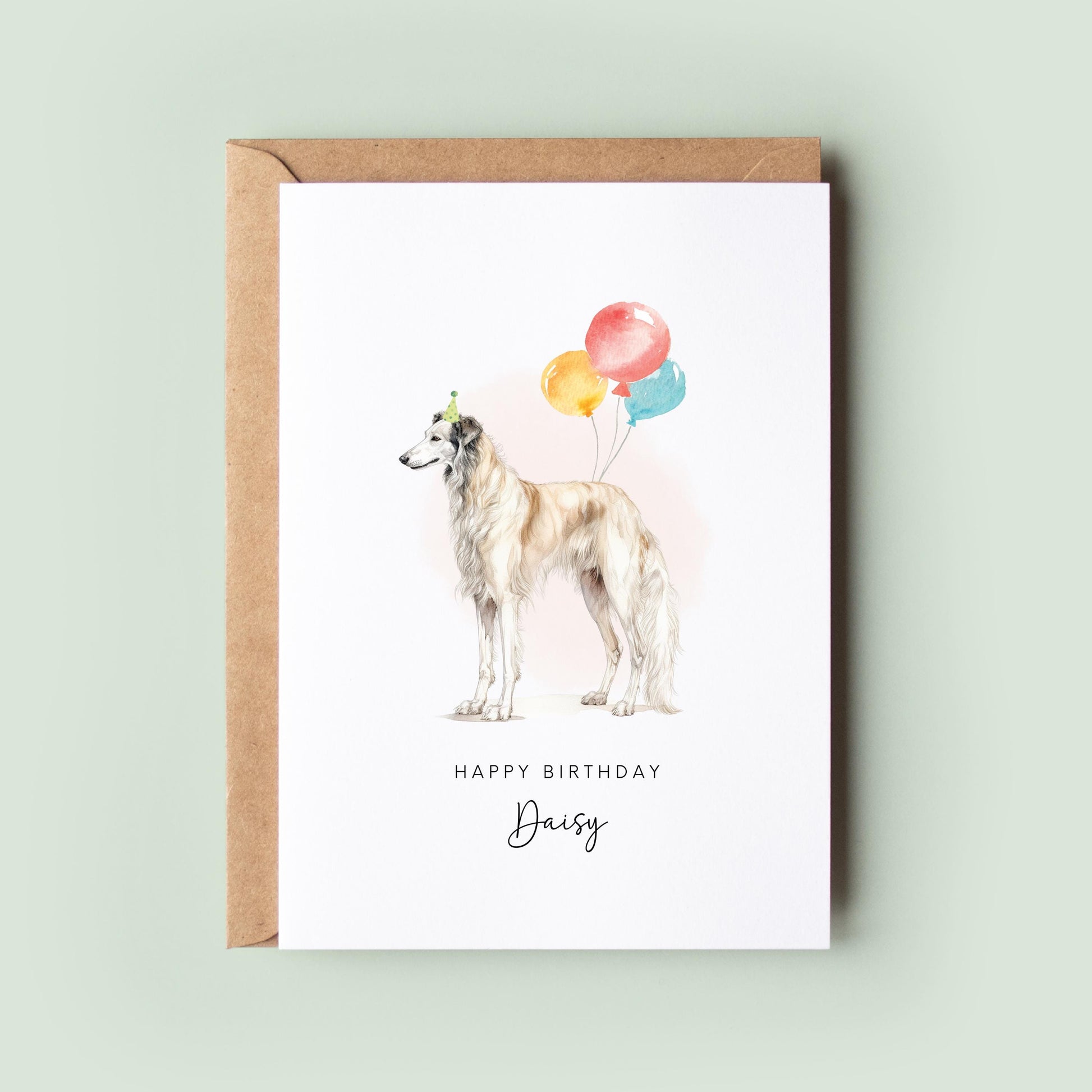 Borzoi Dog Birthday Card from the Dog, Birthday Card for Dog Dad, Birthday Card for Dog Mum, Pet Card, From the Dog