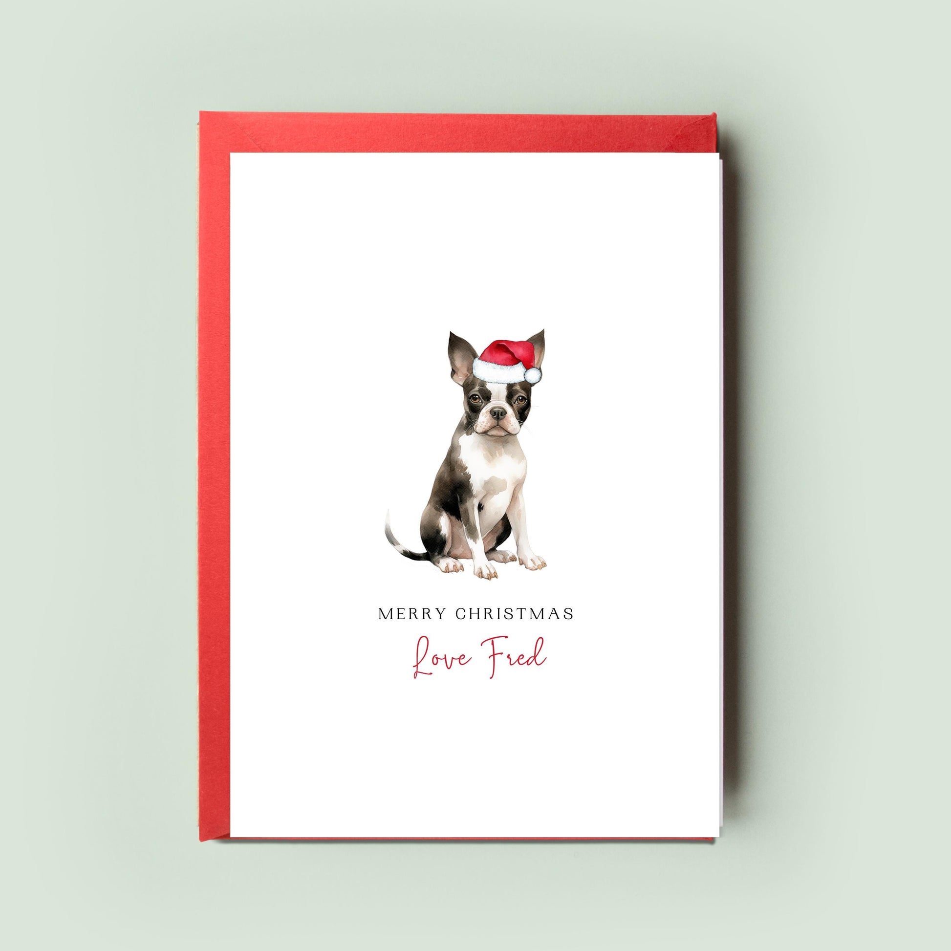 Boston Terrier Christmas Card - From the Dog with Love - Special Christmas Card for Dog Mum & Dad - Festive Pet Card, Perfect Holiday Season