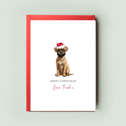 Brussels Griffon Christmas Card – From the Dog with Love, Christmas Card for Dog Mum & Dad, Personalised Pet Card Festive Season