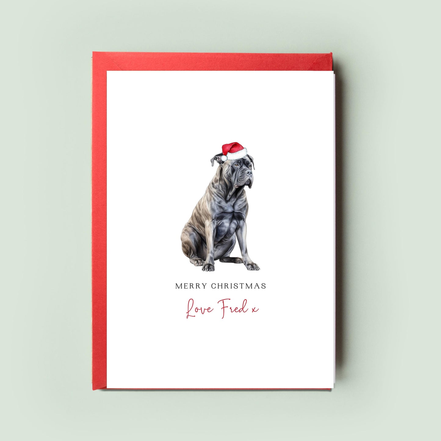 Cane Corso Personalised Dog Christmas Card, For the Dog, From the Dog, Pet Christmas Card, Dog Card, Dog Dad, Dog Mum, Merry Woofmas