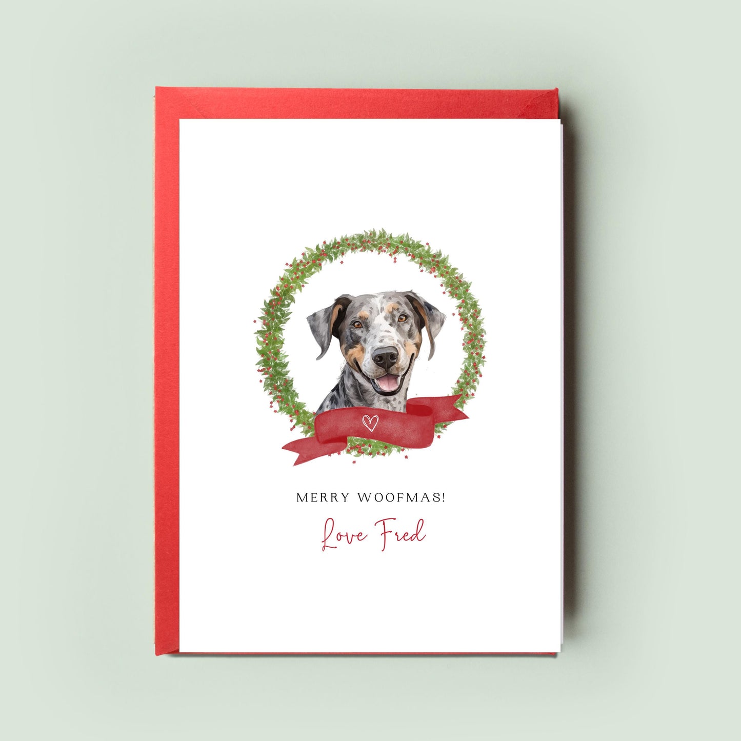 Catahoula Leopard Personalised Dog Christmas Card, For the Dog, From the Dog, Pet Christmas Card, Dog Card, Dog Dad, Dog Mum, Merry Woofmas