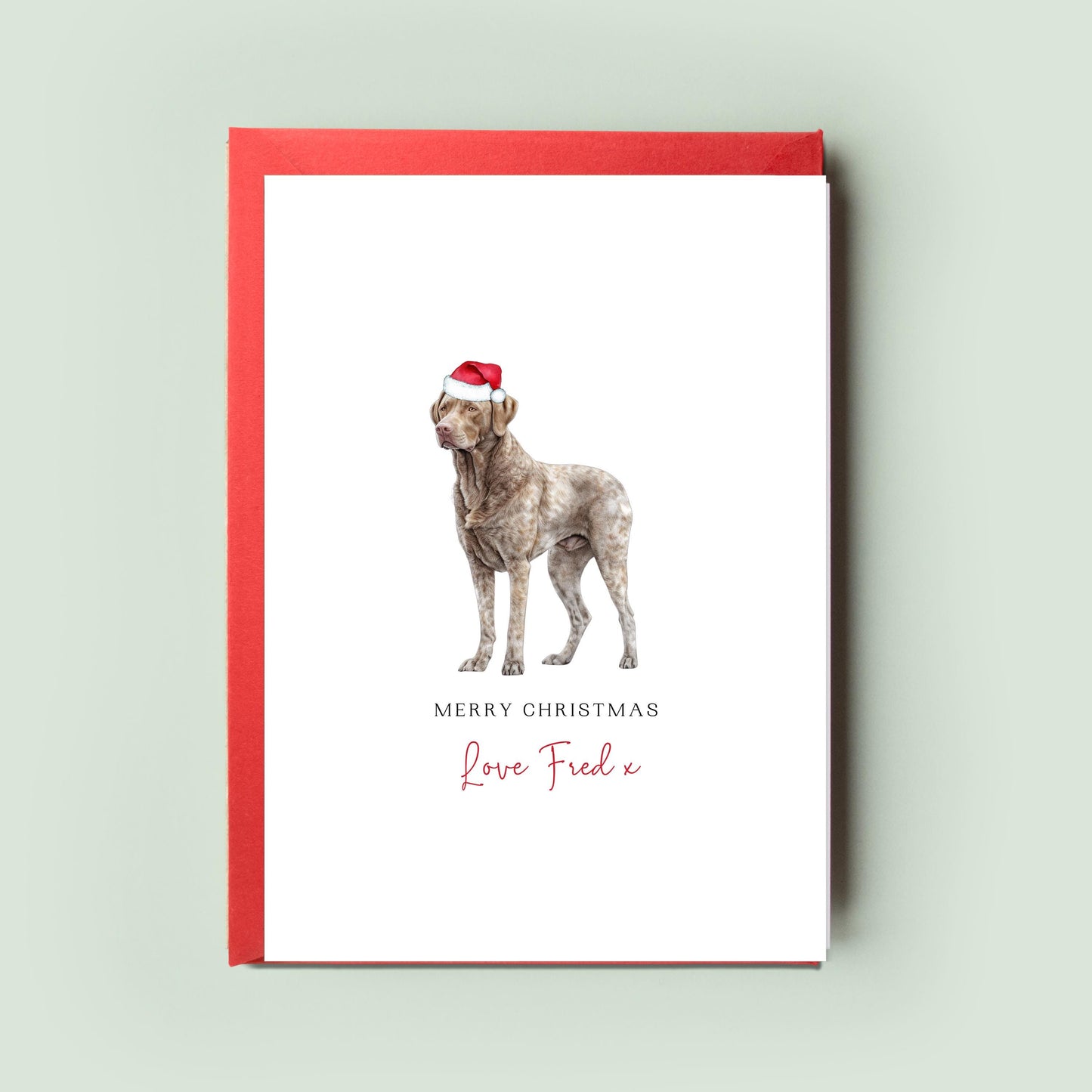 Chesapeake Bay Retriever Personalised Dog Christmas Card, For the Dog, From the Dog, Pet Christmas Card, Dog Card, Dog Dad, Dog Mum, Woofmas