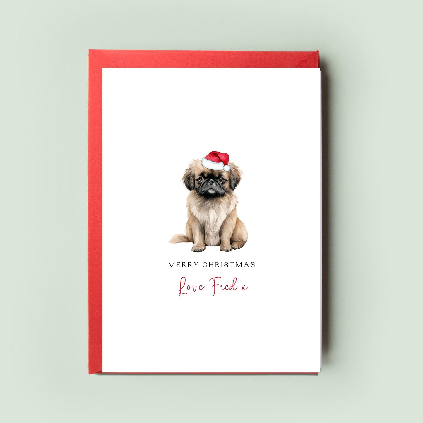 Pekingese Dog Christmas Card - From the Dog, Personalised Card for Dog Mum/Dog Dad, Holiday Pet Card, Unique Seasonal Greeting