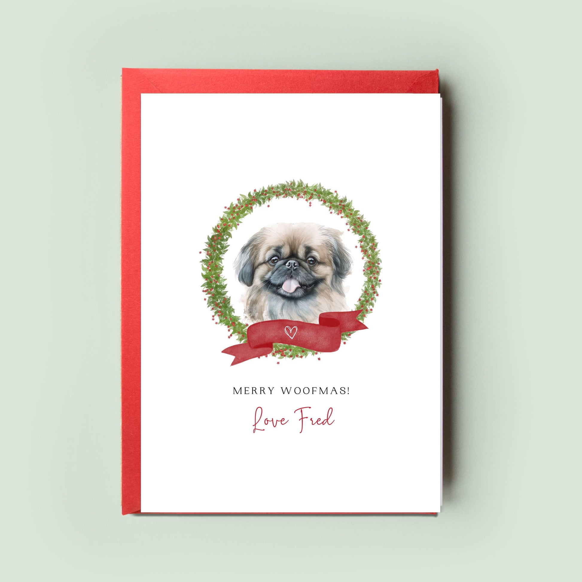 Pekingese Personalised Dog Christmas Card