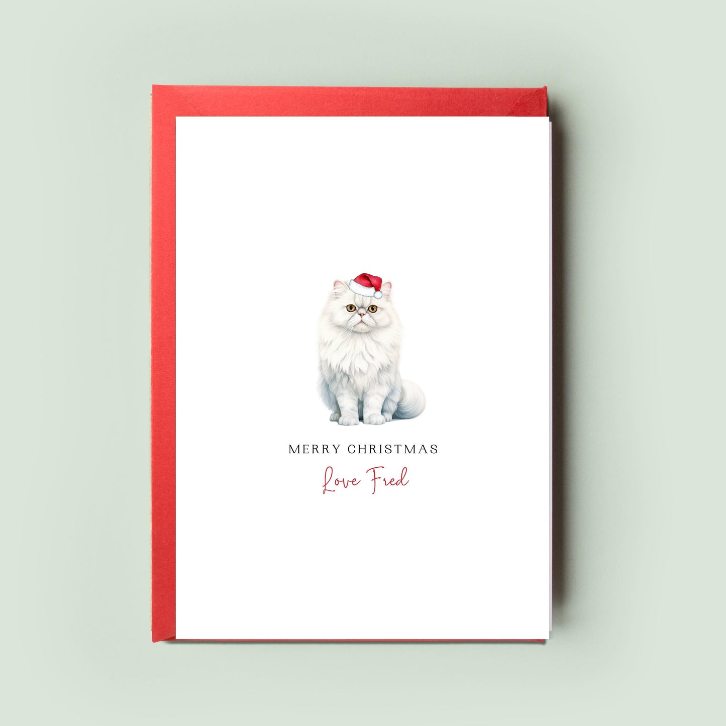 Persian Cat Christmas Card - Personalised Greeting from the Cat, Special Card for Cat Mum/Cat Dad, Pet Lovers Gift, Purrfect Xmas Card