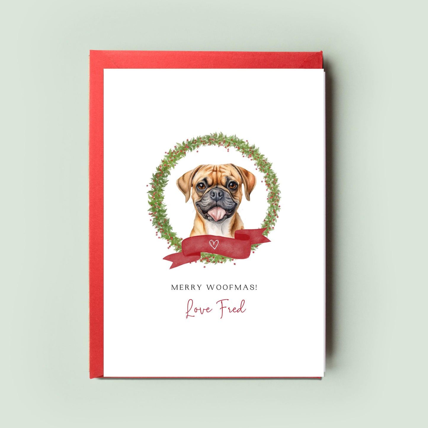 Puggle Dog Christmas Card from the Dog, Christmas Card for Dog Dad, Christmas Card for Dog Mum, Pet Card From the Dog, To The Dog Card