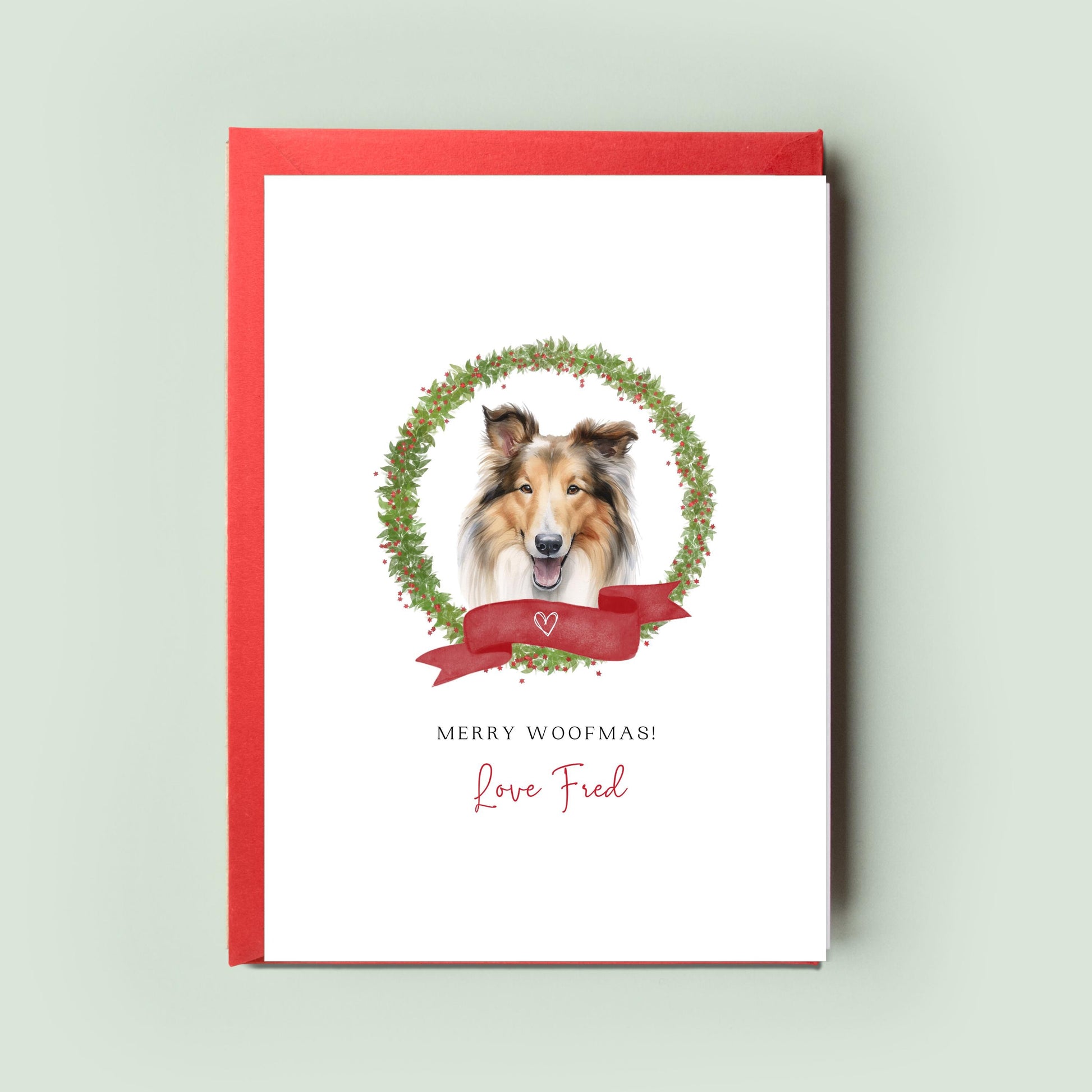 Rough Collie Personalised Dog Christmas Card