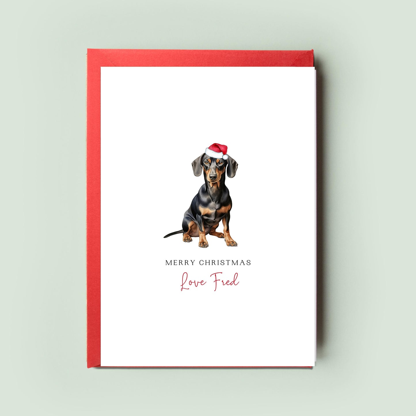 Dachshund Christmas Card from the Dog, Unique Card for Dog Dad & Dog Mum, Personalised Holiday Greeting Card, Love from the Dog