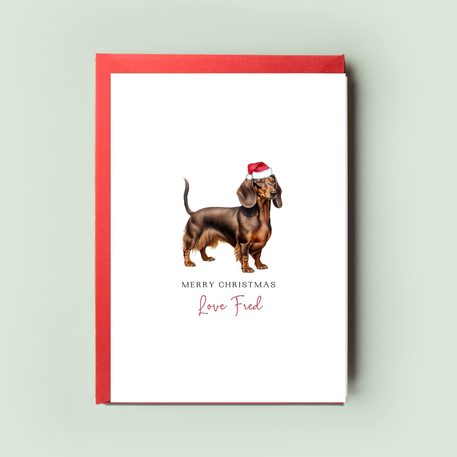 Dachshund Christmas Card from the Dog, Unique Card for Dog Dad & Dog Mum, Personalised Holiday Greeting Card, Love from the Dog