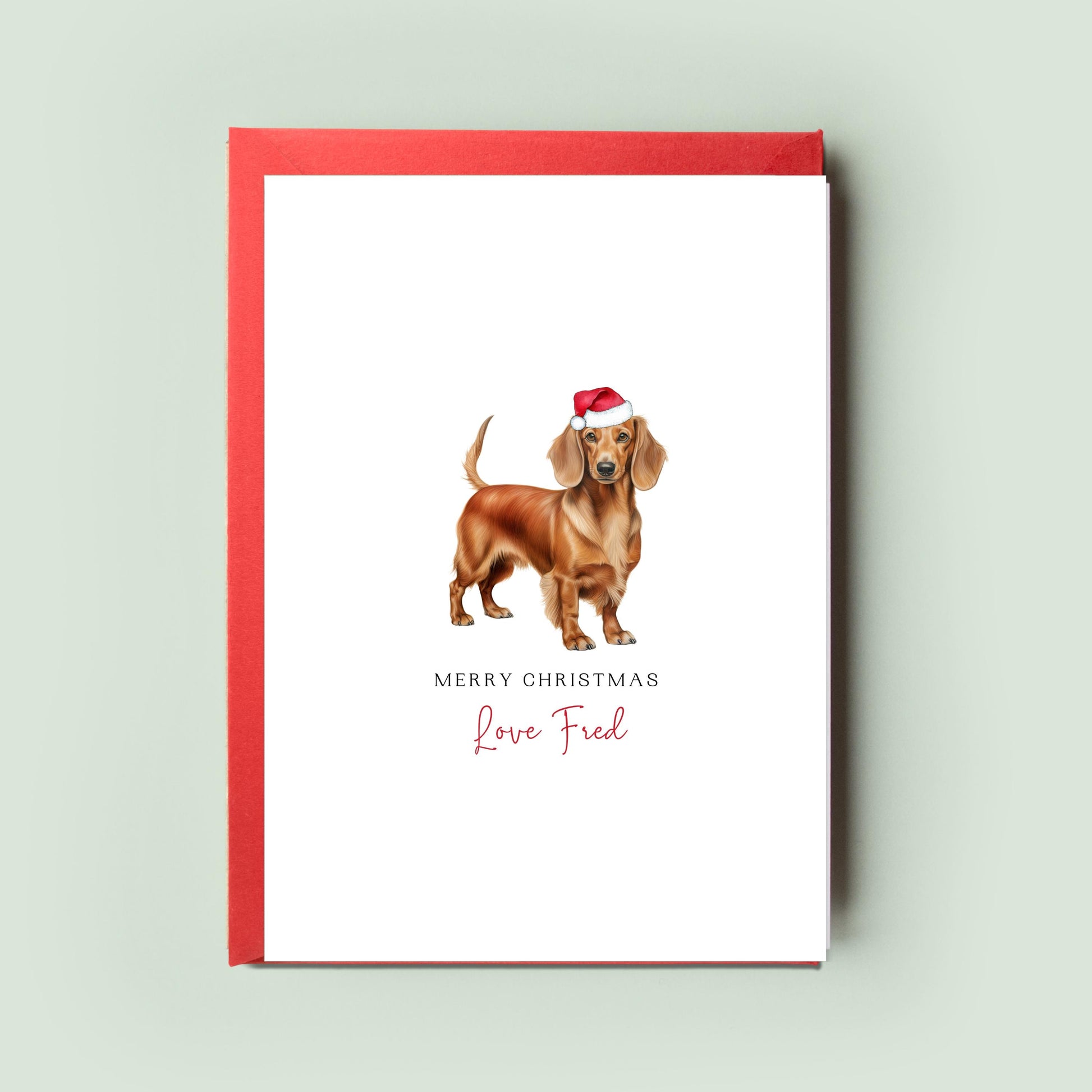 Dachshund Christmas Card from the Dog, Unique Card for Dog Dad & Dog Mum, Personalised Holiday Greeting Card, Love from the Dog