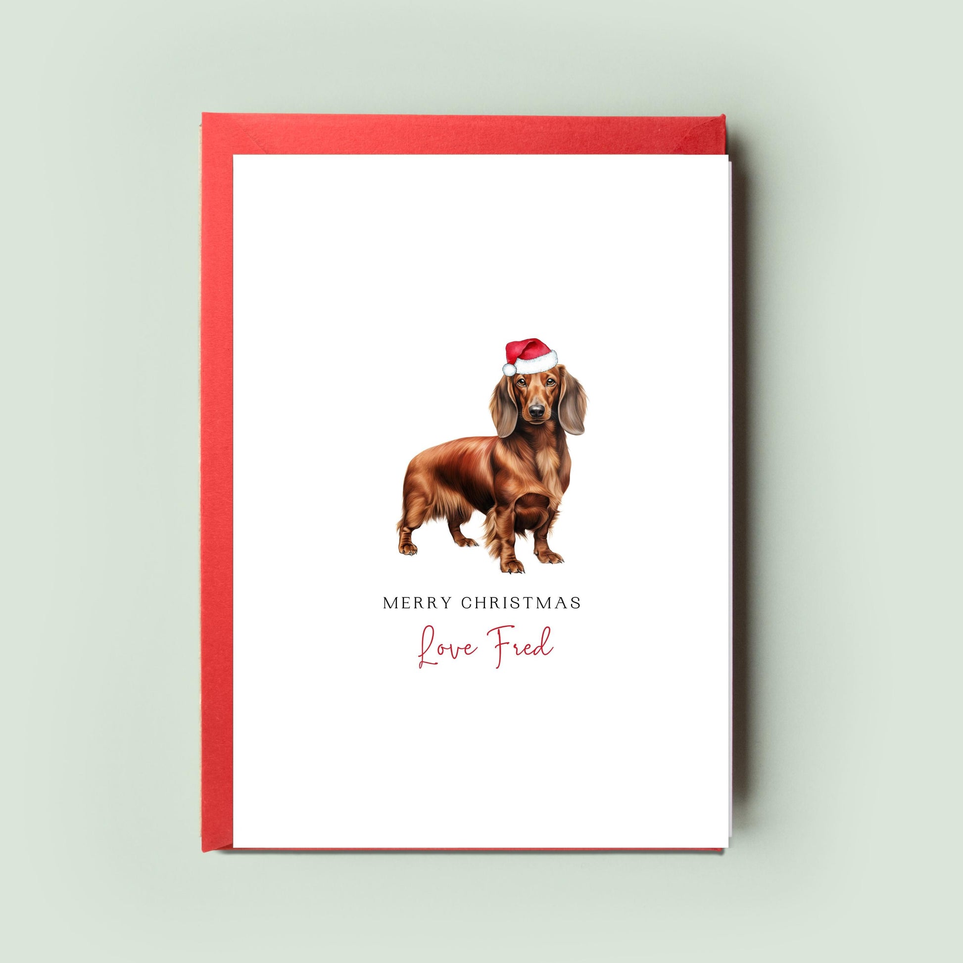 Dachshund Christmas Card from the Dog, Unique Card for Dog Dad & Dog Mum, Personalised Holiday Greeting Card, Love from the Dog