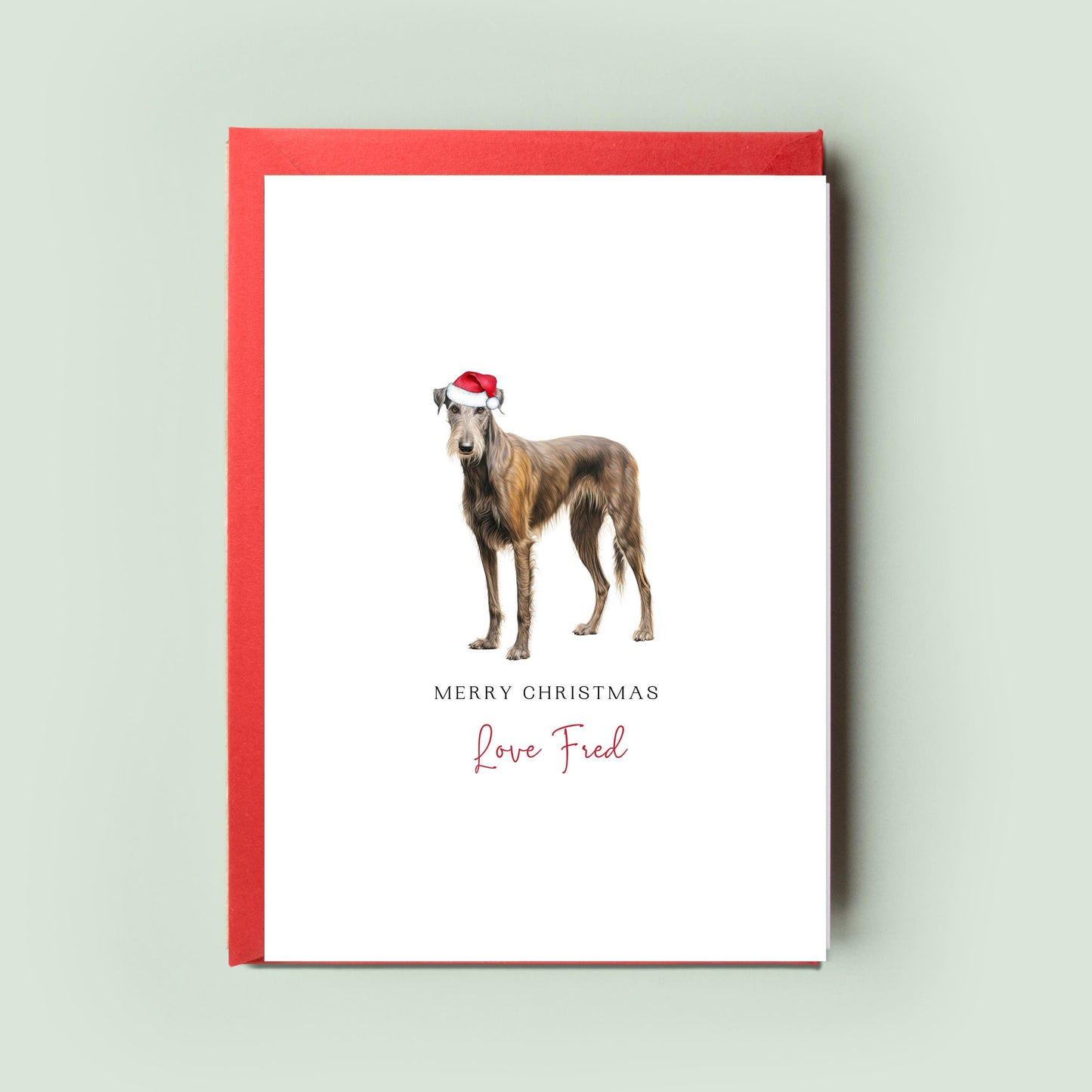 Scottish Deerhound Personalised Dog Christmas Card, For the Dog, From the Dog, Pet Christmas Card, Dog Card, Dog Dad, Dog Mum, Merry Woofmas