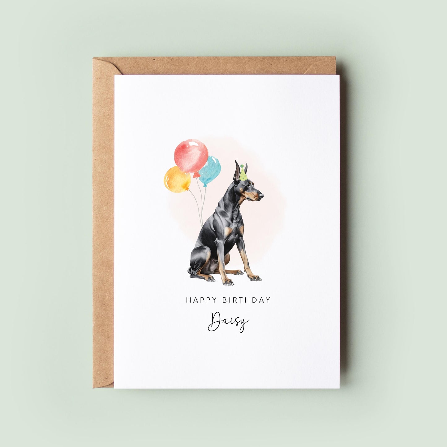 Doberman Dog Birthday Card from the Pet Dog for Dog Dad or Dog Mum