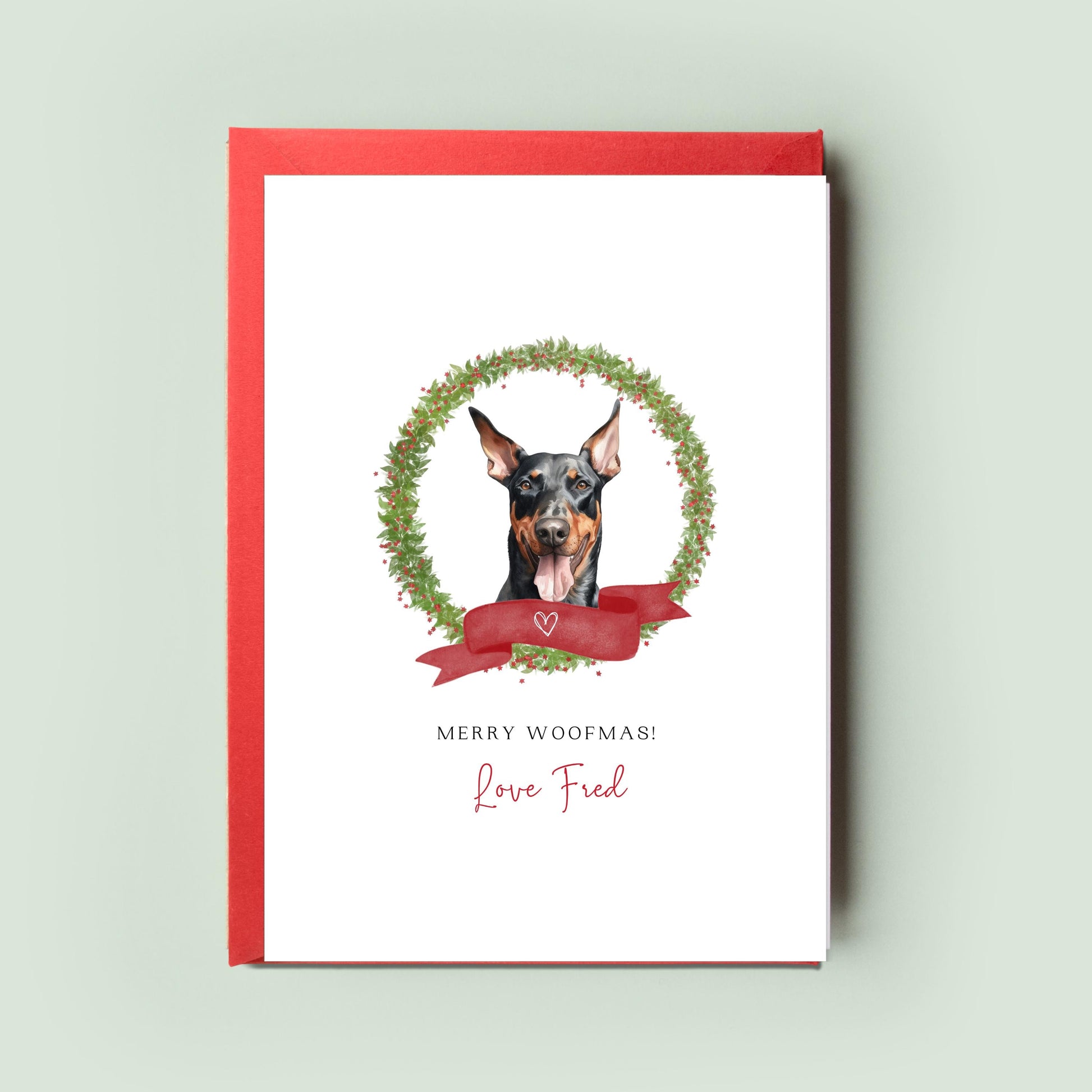 Doberman Personalised Christmas Card