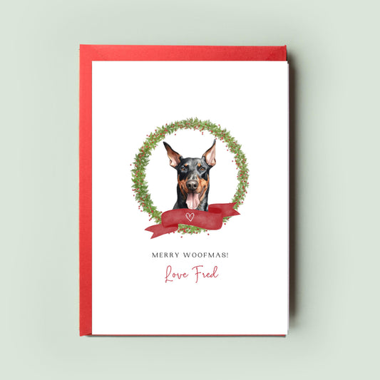 Doberman Personalised Christmas Card