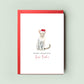 Devon Rex Cat Illustration Christmas Card, Personalised Greeting Card for Cat Dad, Cat Mum, Cat Sitter, Pet Christmas Card, From the Cat