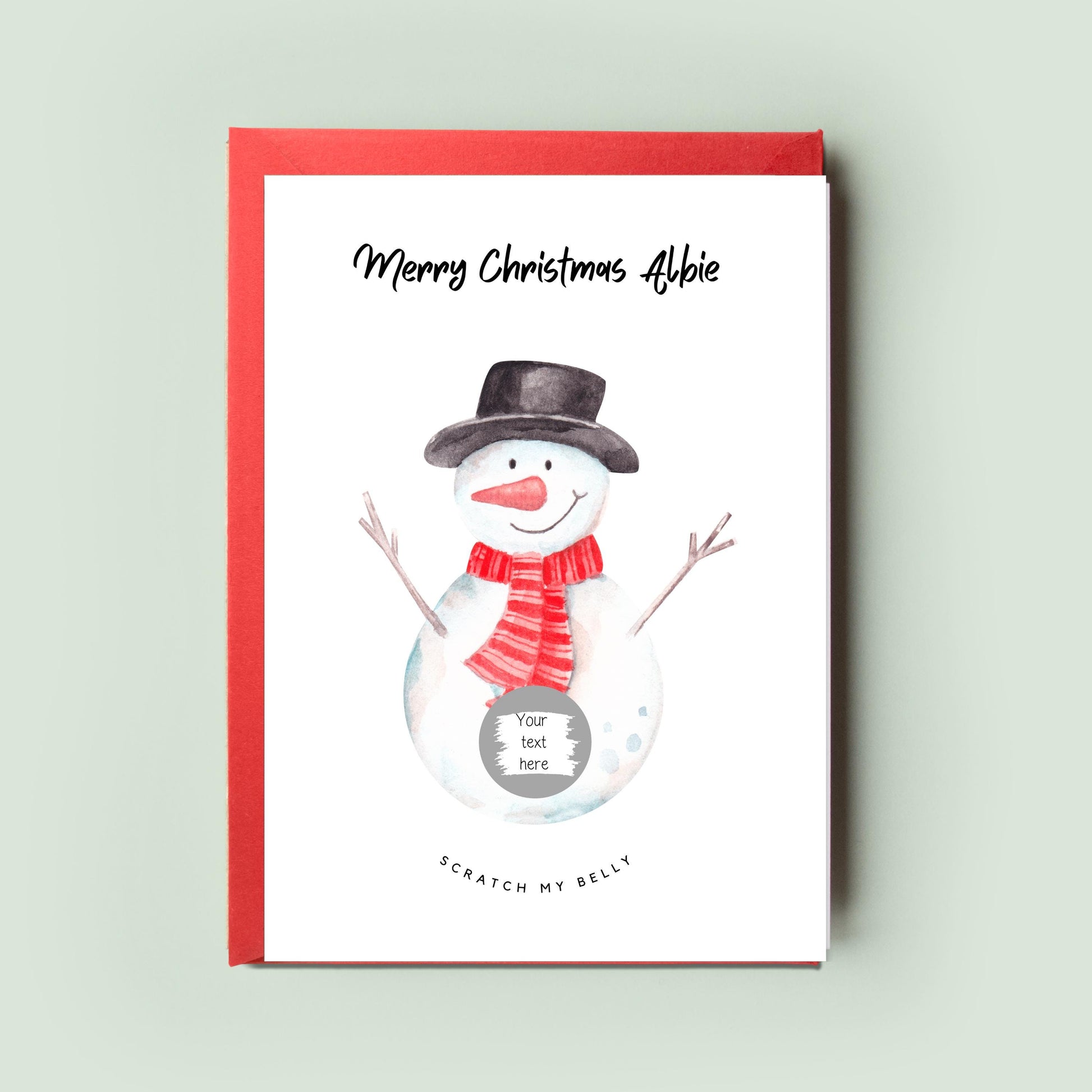 Scratch & Reveal Snowman Christmas Card, Personalised Scratch Card Gift, Surprise Xmas Card, Christmas Scratch Card, Christmas Gift Card