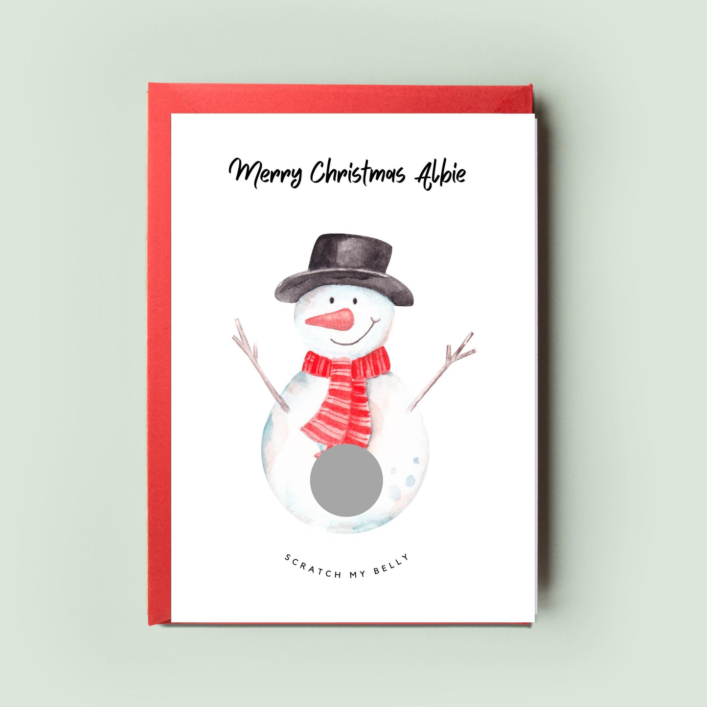 Scratch & Reveal Snowman Christmas Card, Personalised Scratch Card Gift, Surprise Xmas Card, Christmas Scratch Card, Christmas Gift Card