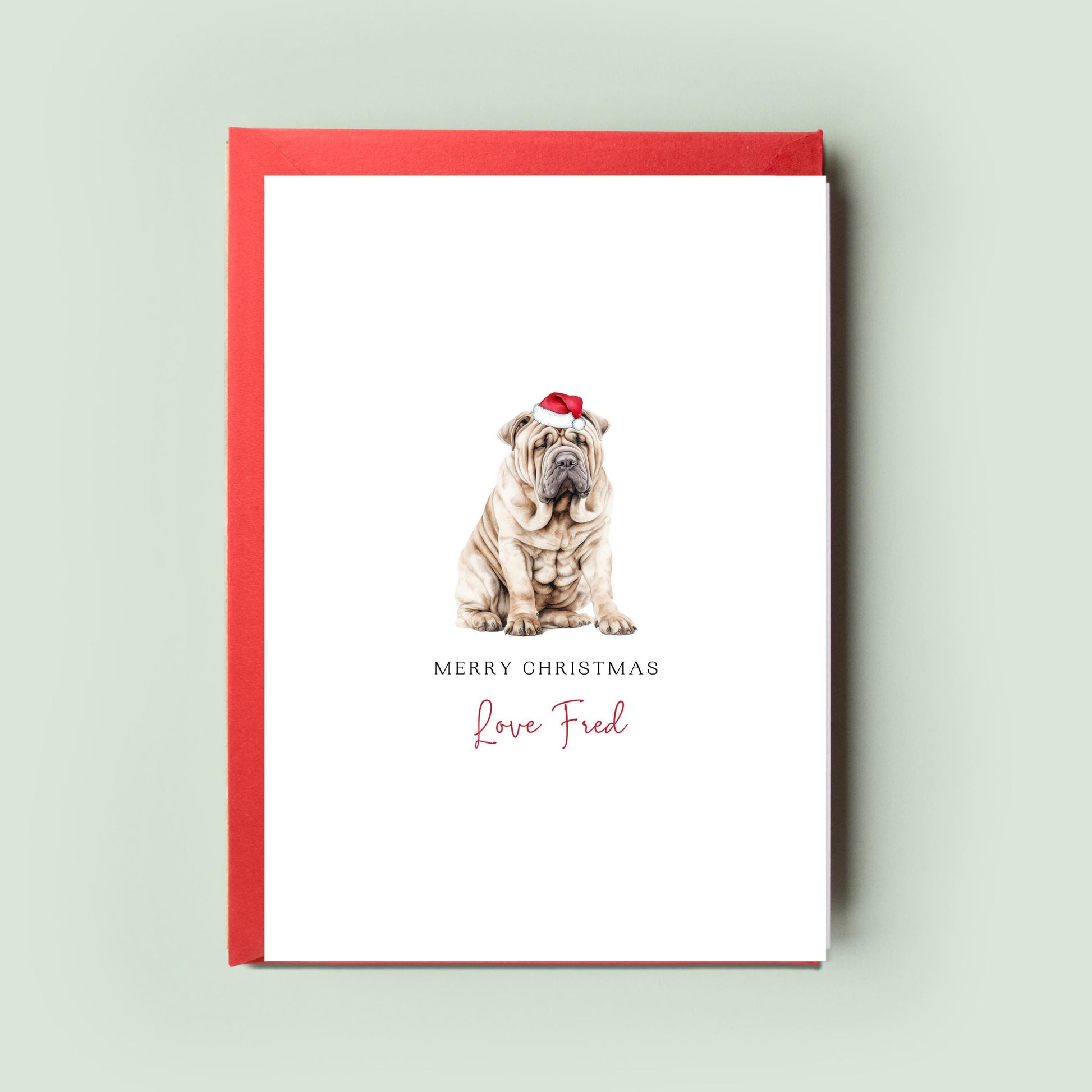 Shar Pei Personalised Dog Christmas Card, For the Dog, From the Dog, Pet Christmas Card, Dog Card, Dog Dad, Dog Mum, Merry Woofmas