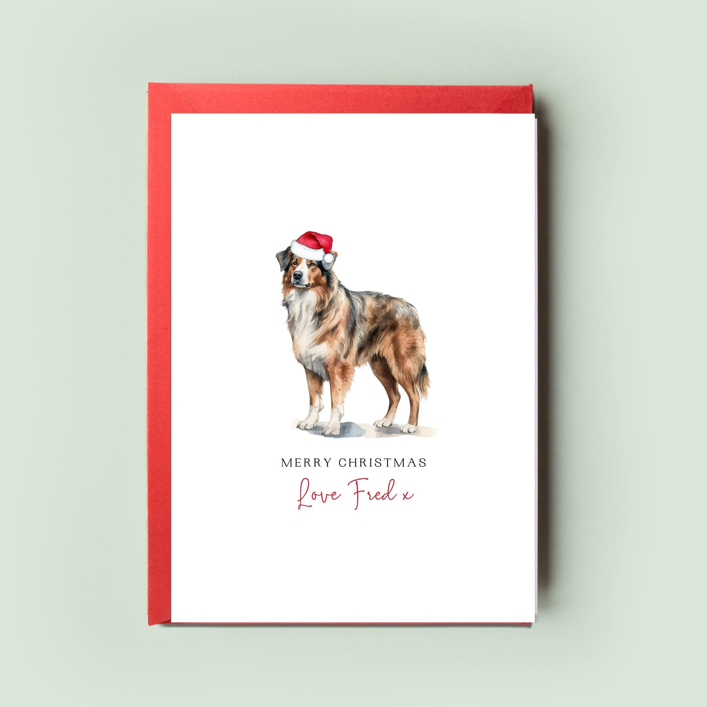 English Shepherd Personalised Dog Christmas Card, For the Dog, From the Dog, Pet Christmas Card, Dog Card, Dog Dad, Dog Mum, Merry Woofmas