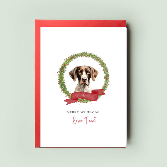 English Pointer Personalised Dog Christmas Card, For the Dog, From the Dog, Pet Christmas Card, Dog Card, Dog Dad, Dog Mum, Merry Woofmas