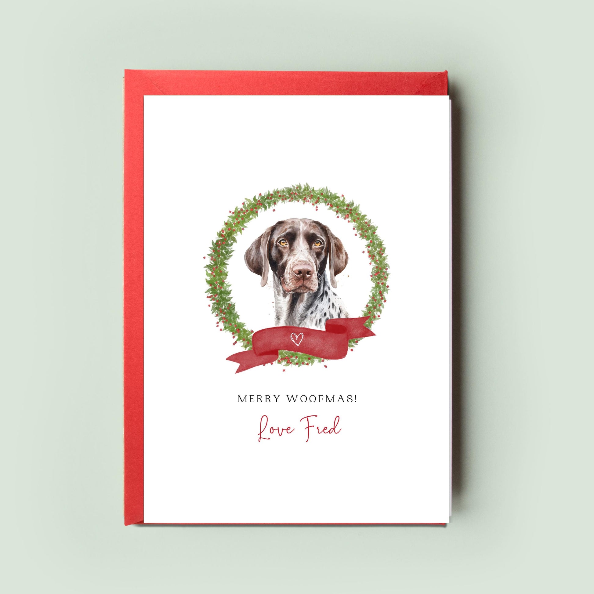 German Pointer Personalised Dog Christmas Card, For the Dog, From the Dog, Pet Christmas Card, Dog Card, Dog Dad, Dog Mum, Merry Woofmas