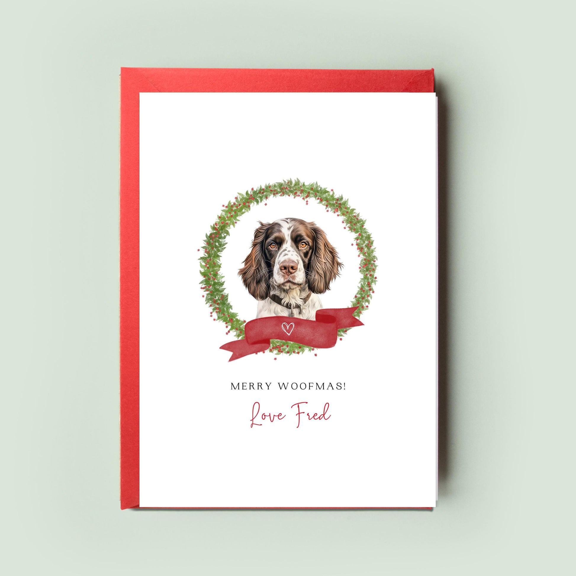 Springer Spaniel Personalised Dog Christmas Card