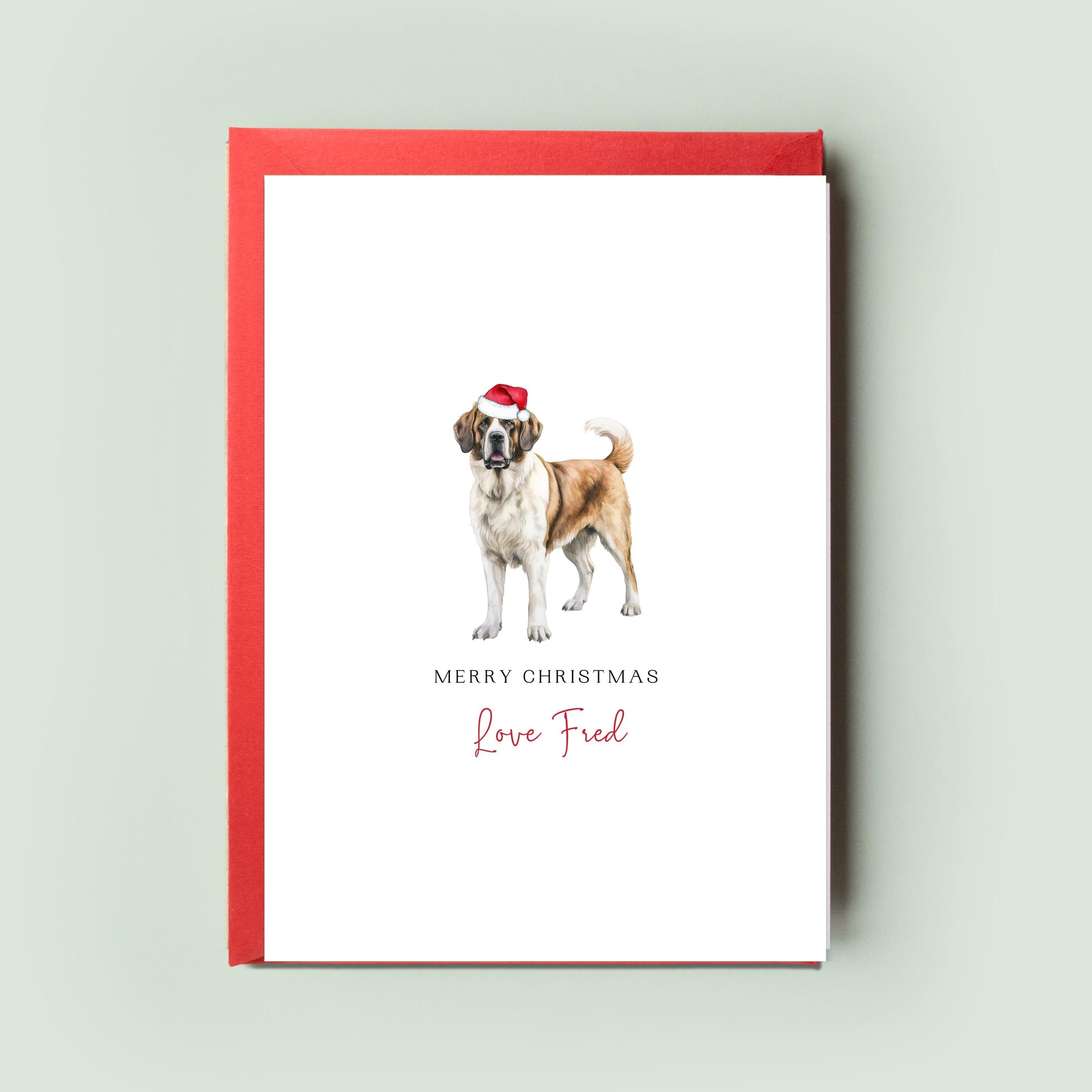 St Bernard Personalised Dog Christmas Card, For the Dog, From the Dog, Pet Christmas Card, Dog Card, Dog Dad, Dog Mum, Merry Woofmas