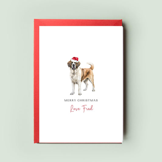 St Bernard Personalised Dog Christmas Card, For the Dog, From the Dog, Pet Christmas Card, Dog Card, Dog Dad, Dog Mum, Merry Woofmas