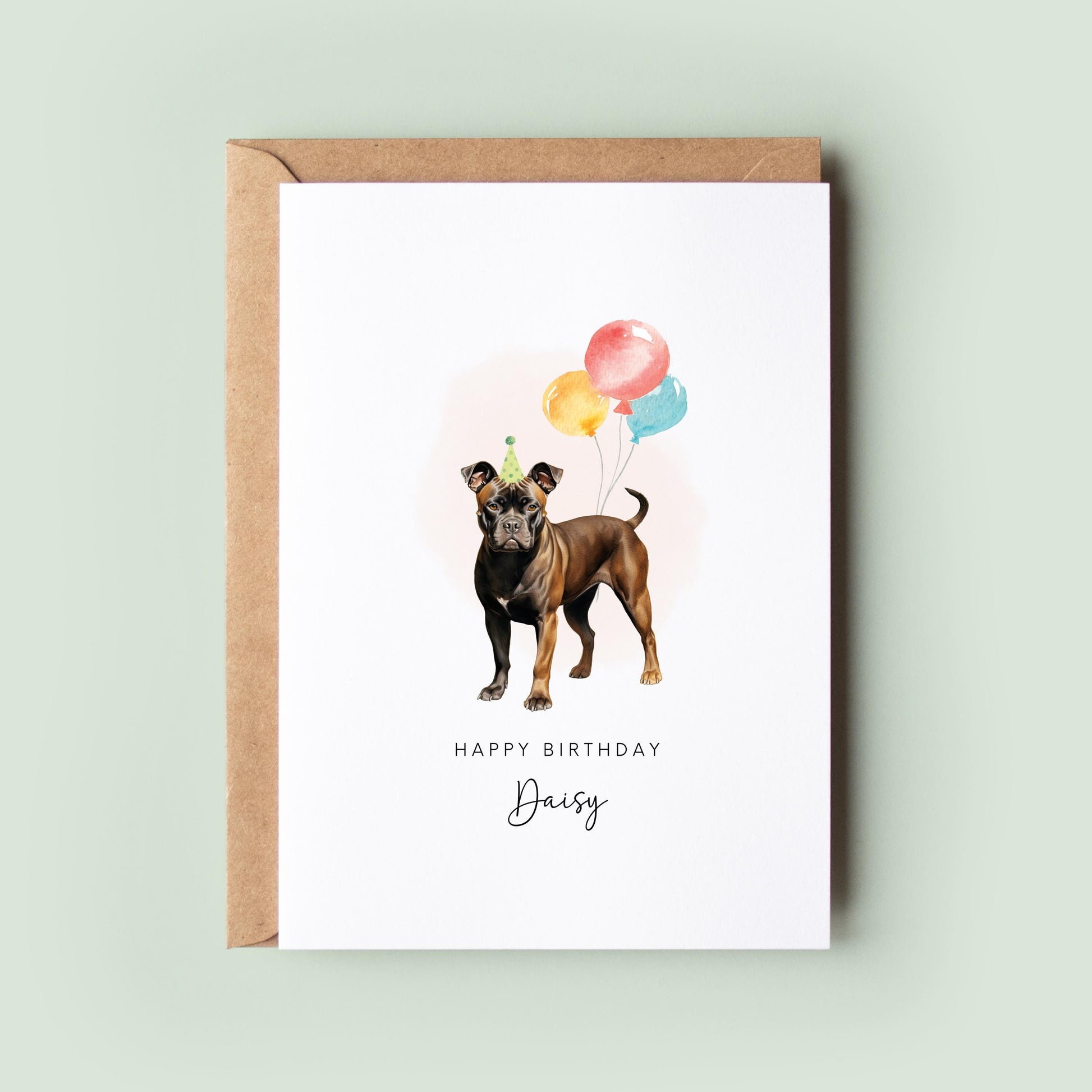 Staffordshire Bull Terrier, Birthday Card from the Dog, Birthday Card for Dog Dad, Birthday Card for Dog Mum, Pet Card, From the Dog